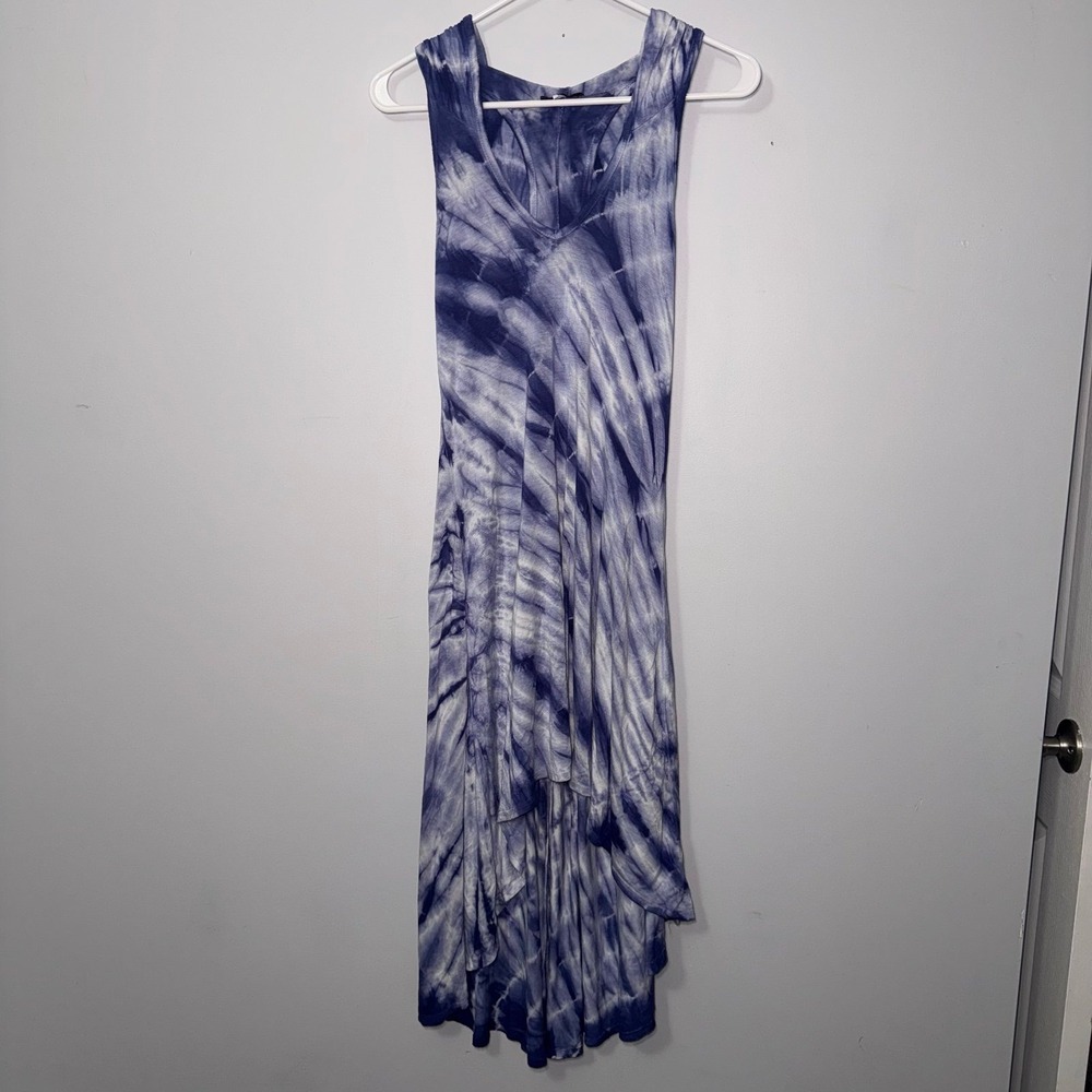 Joyce Leslie Women's Blue, Purple, White Tie-Dye Dress V-Neck, Razorback, Flowy